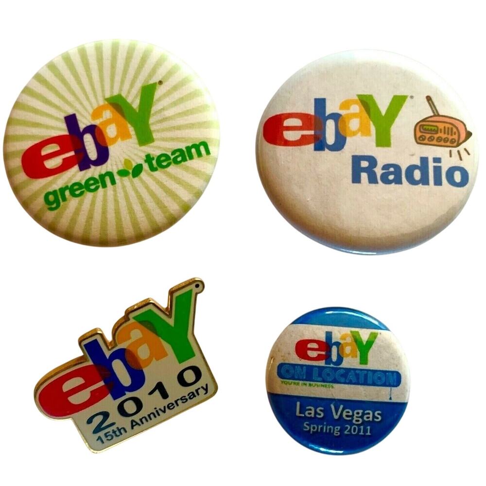 Ebay On Location Pins Set of4 2010 to 2011 Radio Anniversary Pin eBayana Pinback - Picture 1 of 13